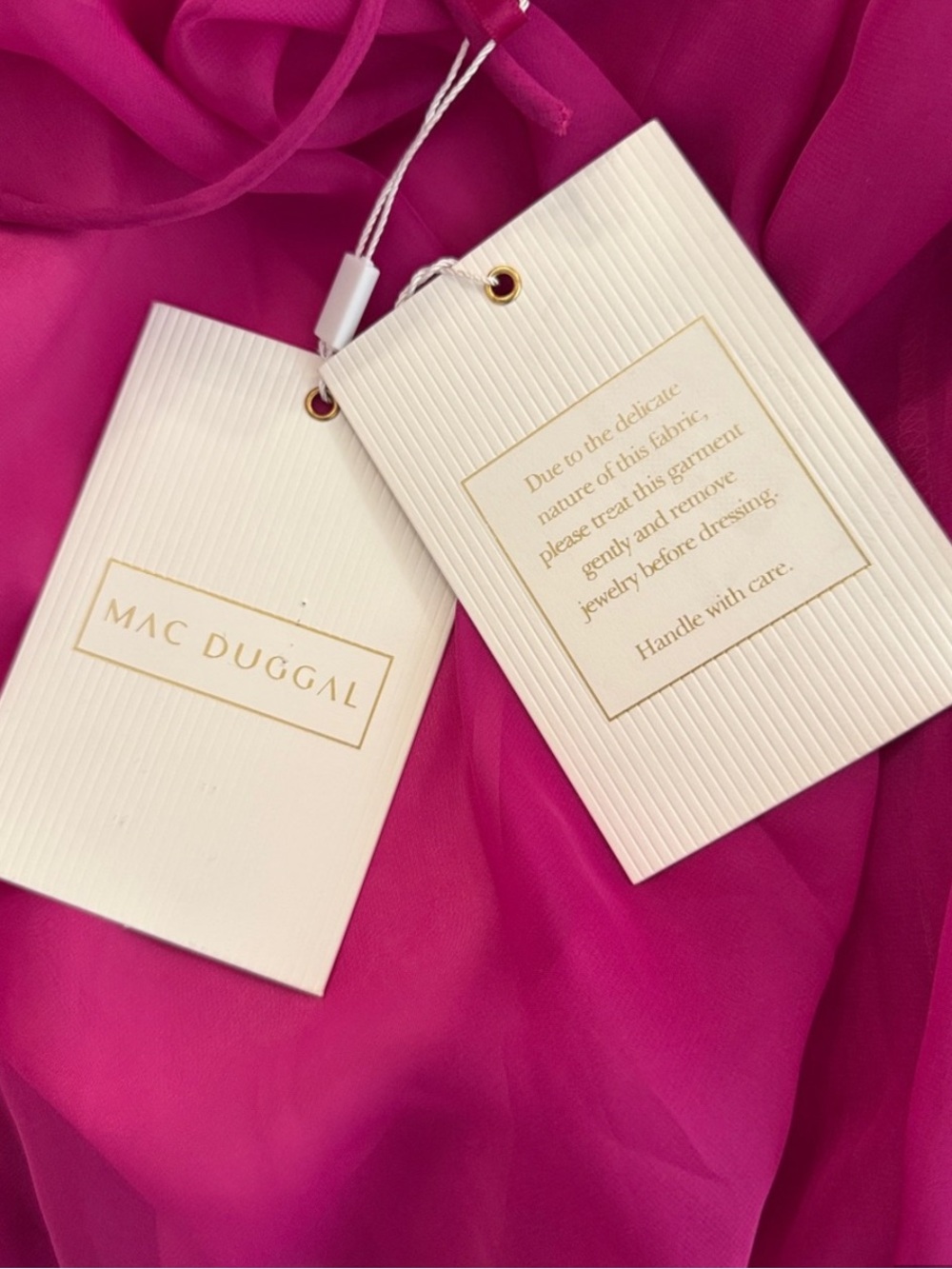 Mac Duggal One-Shoulder Fuchsia Ruffle Gown - Picture 3 of 7